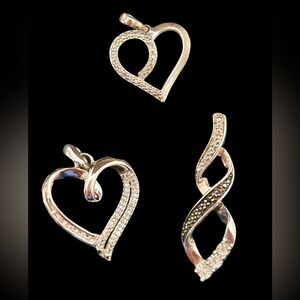 Zales Silver pendant Collection with Heart Designs #1